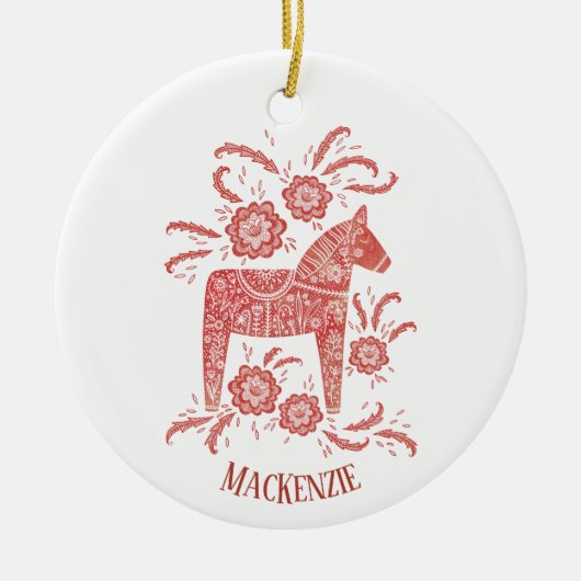 Swedish Dala Horse Personalisiert Red Keramik Ornament (Vorne)