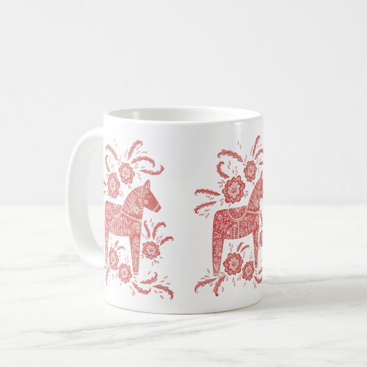 Swedish Dala Horse Red White Kaffeetasse (Vorderseite Links)