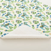 Swedish Dala Horses Aquamarin Sherpa Blanket Sherpadecke (3/4)