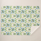 Swedish Dala Horses Aquamarin Sherpa Blanket Sherpadecke (Vorderseite (Horizontal))