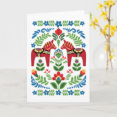 Swedish Dala Horses Red Greeting Card Karte (Gelbe Blume)