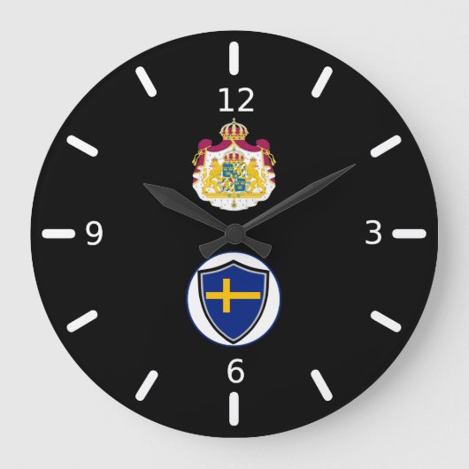 Swedish flag-coat arms large clock große wanduhr (Vorderseite)
