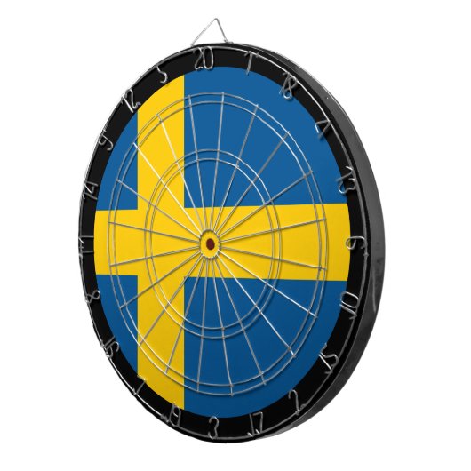Swedish Flag Dartboard & darts / game board Dartscheibe (Vorderseite rechts)