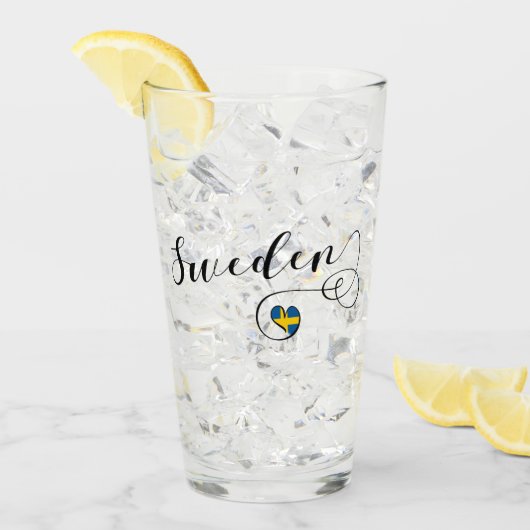 Swedish Flag Heart Design, Schweden Glas (Vorderseite Ice)