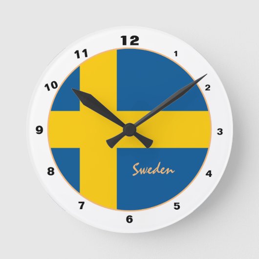 Swedish Flag & Sweden trendy Zuhause / design Runde Wanduhr (Vorderseite)