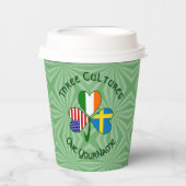 Swedish Ireland USA Shamrock Personalized Text Pappbecher (Vorderseite)