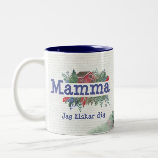 Swedish Mamma Jag älskar dig Two-Tone Coffee Tasse (Links)