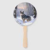 Swedish Vallhund Let It Snow Christmas Fächer (Rückseite)