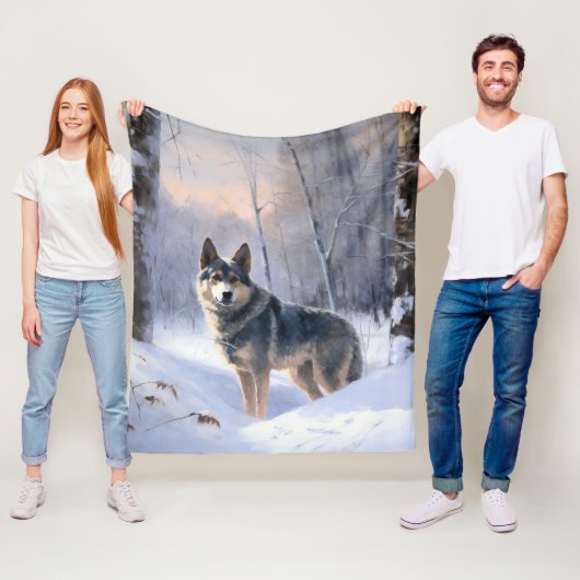 Swedish Vallhund Let It Snow Christmas Fleecedecke (Beispiel)