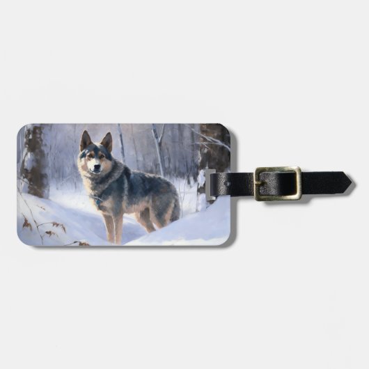 Swedish Vallhund Let It Snow Christmas Gepäckanhänger (Vorderseite horizontal)