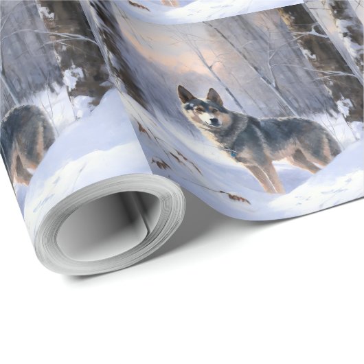 Swedish Vallhund Let It Snow Christmas Geschenkpapier (Rolleneckpunkt)