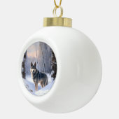 Swedish Vallhund Let It Snow Christmas Keramik Kugel-Ornament (Rechts)