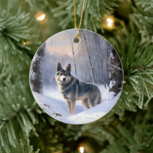 Swedish Vallhund Let It Snow Christmas Keramik Ornament