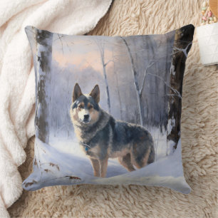 Swedish Vallhund Let It Snow Christmas Kissen