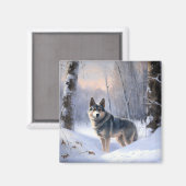 Swedish Vallhund Let It Snow Christmas Magnet (Vorderseite/Rückseite)