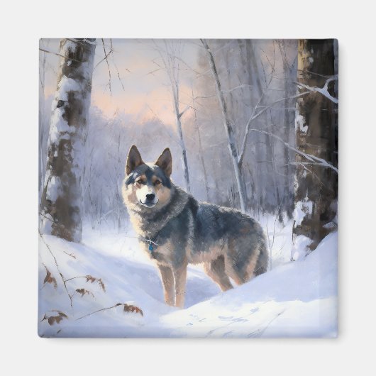 Swedish Vallhund Let It Snow Christmas Magnet (Vorne)