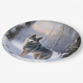 Swedish Vallhund Let It Snow Christmas Pappteller (Schrägansicht)