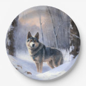 Swedish Vallhund Let It Snow Christmas Pappteller (Vorderseite)