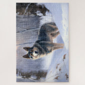 Swedish Vallhund Let It Snow Christmas Puzzle (Vertikal)