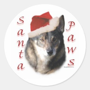 Swedish Vallhund Santa Paws - Aufkleber