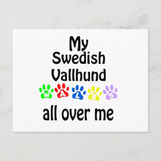 Swedish Vallhund Walks Design Postkarte (Vorderseite)