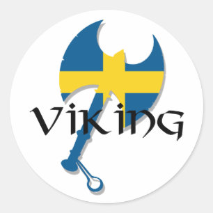 Swedish Viking Sweden flagge Ax Runder Aufkleber