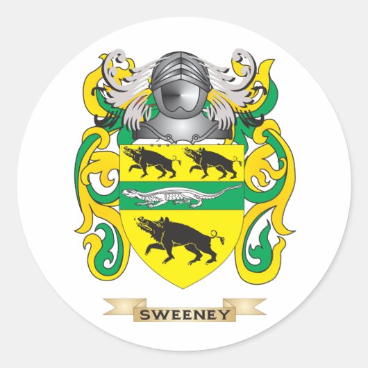 Sweeney Coat of Arms (Familienwappen) Runder Aufkleber (Vorderseite)