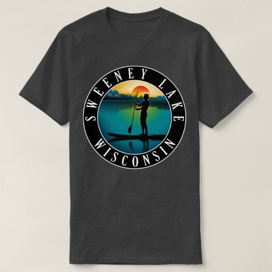 Sweeney Lake Wisconsin Paddleboarding T-Shirt (Design vorne)
