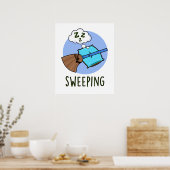 Sweep Funny Sleeping Broom Pub Poster (Küche)