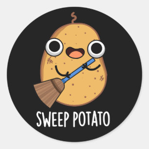 Sweep Potato Funny Sweet Potato Puppe Dark BG Runder Aufkleber