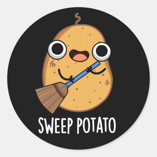 Sweep Potato Funny Sweet Potato Puppe Dark BG Runder Aufkleber (Vorderseite)