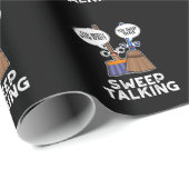 Sweep Talk Funny Sweet Talk Broom Pun Dark BG Geschenkpapier (Rolleneckpunkt)