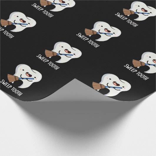 Sweep Tooth Funny Dental Puff Dark BG Geschenkpapier (Ecke)