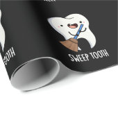 Sweep Tooth Funny Dental Puff Dark BG Geschenkpapier (Rolleneckpunkt)