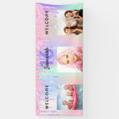 Sweer 16 rosa lila Glitzer Tropfen Foto willkommen Banner (Vertikal)
