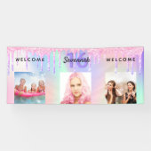 Sweer 16 rosa lila Glitzer Tropfen Foto willkommen Banner (Horizontal)