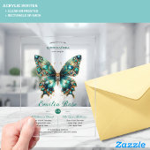 Sweet15 Butterflies QUINCEANERA Aquamariner Golddi Acryleinladungen