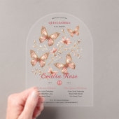 Sweet15 Butterflies QUINCEANERA Blush Pink Diamond Acryleinladungen (Insitu (Handheld))