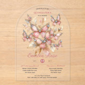 Sweet15 Butterflies QUINCEANERA Blush Pink Diamond Acryleinladungen (Vorderseite)