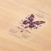 Sweet15 Butterflies QUINCEANERA Burgundy Diamond Acryleinladungen (Ablage )