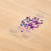 Sweet15 Butterflies QUINCEANERA Lila Blue Gold Acryleinladungen (Ablage )