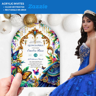 Sweet15 Geburtstagstorte Butterflies Fiesta Plasti Acryleinladungen