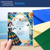 Sweet15 Quinceanera Butterflies Fiesta Blume Acryleinladungen