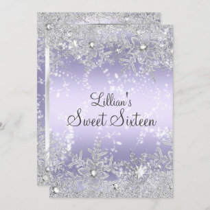 Sweet16 Diamond Snowflake Lila Winterwonderland Einladung