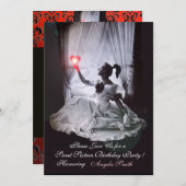 SWEET16 PARTY, ROT, SCHWARZ UND WEISS EINLADUNG (Vorne/Hinten)