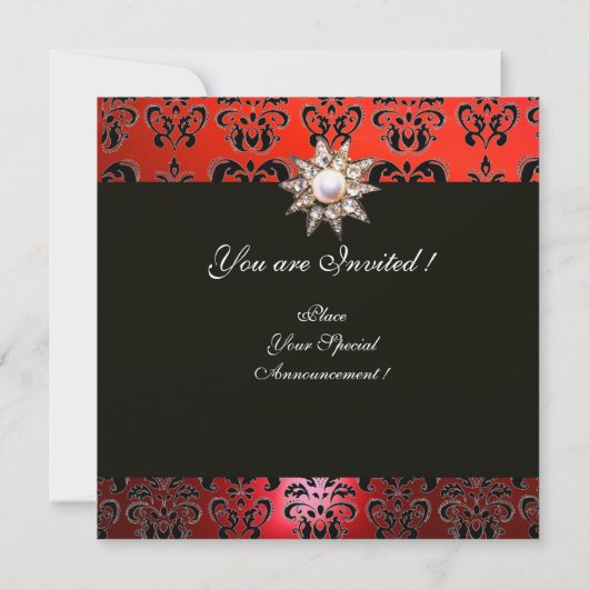 SWEET16 PARTY, ROT, SCHWARZ UND WEISS EINLADUNG (Rückseite)