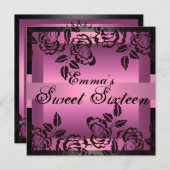 Sweet16 Pink Elegante Rose Geburtstag Einladung (Vorne/Hinten)