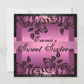 Sweet16 Pink Elegante Rose Geburtstag Einladung