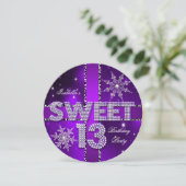 Sweet 13 13. Geburtstag Lila Winterwunderland Einladung (Stehend Vorderseite)