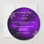 Sweet 13 13. Geburtstag Lila Winterwunderland Einladung (Rückseite)